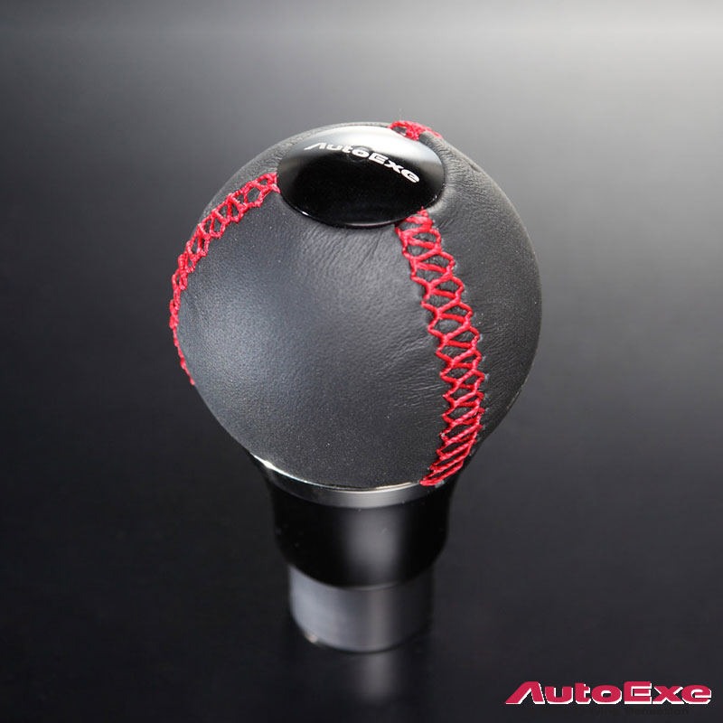 日本AUTOEXE MAZDA(萬事得,馬自達,長安馬自達) Mazda CX-5(CX5,SkyActiv,創馳藍天,SkyActiv-Diesel,KF,KF2P, KF5P, KFEP) 汽車動力升級改裝零件  Leather Spherical Shift Knob (Red stitching)真皮波棍頭(排擋頭) (紅色縫線) A1340-03